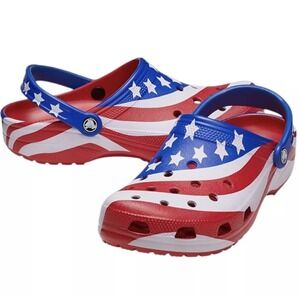 NEW Crocs Classic American Flag Clogs Size Men's 8/Women's 10 Team USA Patriotic